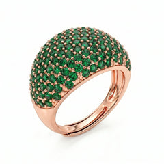 Domed Pavé Ring with Emerald Green Zircons
