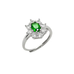 Kate Fiore Ring mit grünem Stein und weißen Zirkonen