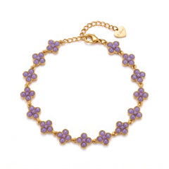 Four-Leaf Clover Bracelet with Wisteria Stones