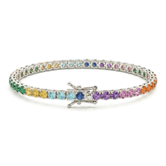 Tennis bracelet with rainbow zirconia 3 mm