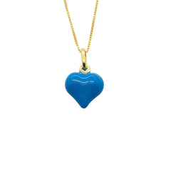 Blue Enamel Heart-Shaped Necklace