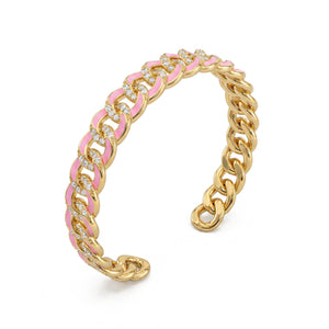 Hartes Armband mit rosa Emaille und Zirkonia