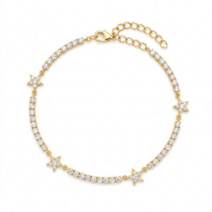 Tennis-Fußkettchen mit Pavé-Sternen