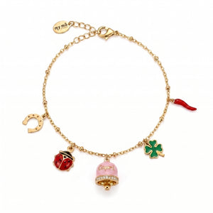 Glücksarmband mit Glöckchen „Capri“ in Pastellrosa