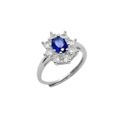 Kate Fiore Ring mit blauem Stein und weißen Zirkonen