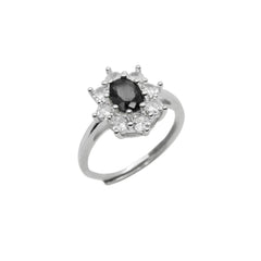 Kate Fiore Ring mit schwarzem Stein und weißen Zirkonen
