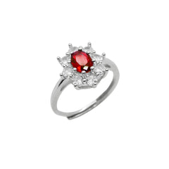 Kate Fiore Ring mit rotem Stein und weißen Zirkonen