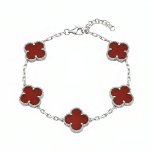 Bracciale Quadrifoglio con Onice Rosso - My Mo Gioielli
