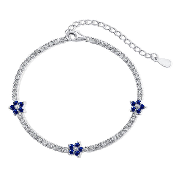 Bracciale Tennis con Fiori Blu 2 mm - My Mo Gioielli