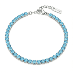 Tennis Bracelet with 3 mm Light Blue Cubic Zirconia