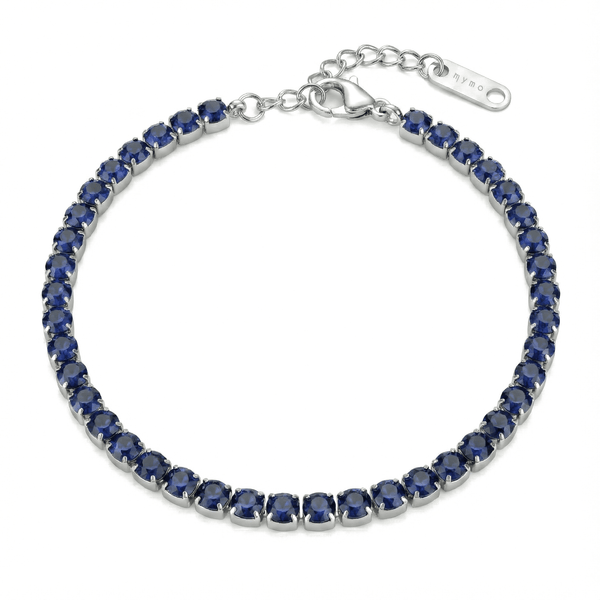 Bracciale Tennis con Zirconi Blu 3 mm in Acciaio Inossidabile - My Mo Gioielli