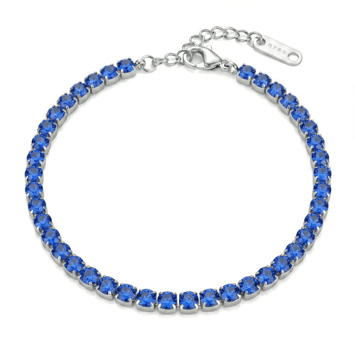 Bracciale Tennis con Zirconi Blu Elettrico 3 mm in Acciaio Inossidabile - My Mo Gioielli