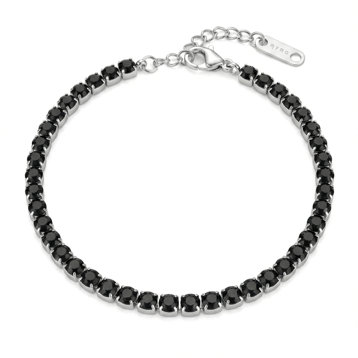 Bracciale Tennis con Zirconi Neri 3 mm in Acciaio Inossidabile - My Mo Gioielli