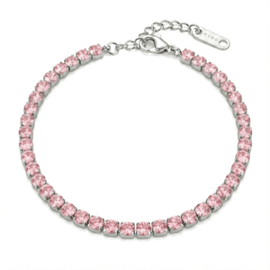 Bracciale Tennis con Zirconi Rosa Pastello 3 mm in Acciaio Inossidabile - My Mo Gioielli