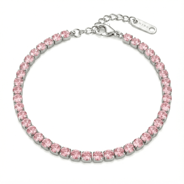 Bracciale Tennis con Zirconi Rosa Pastello 3 mm in Acciaio Inossidabile - My Mo Gioielli