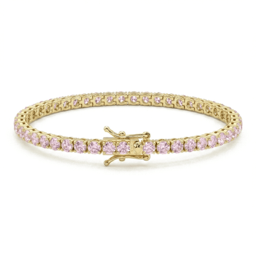 Bracciale Tennis Zirconi Rosa 3mm Placcato in Oro Rosa - My Mo Gioielli
