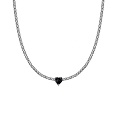 Black Heart Tennis Choker Necklace