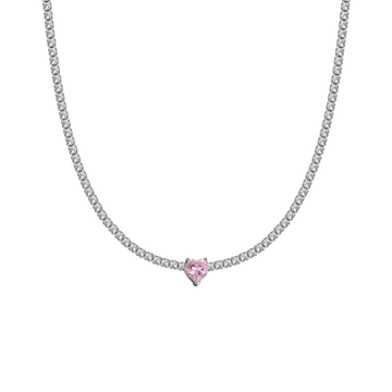 Collana Choker Tennis Cuore Rosa - My Mo Gioielli