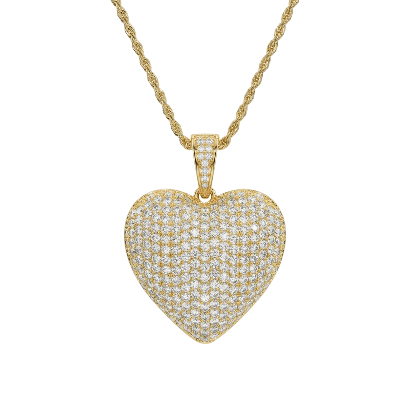 Collana Corda con "Cuore Bombato" 3D Pavé - My Mo Gioielli