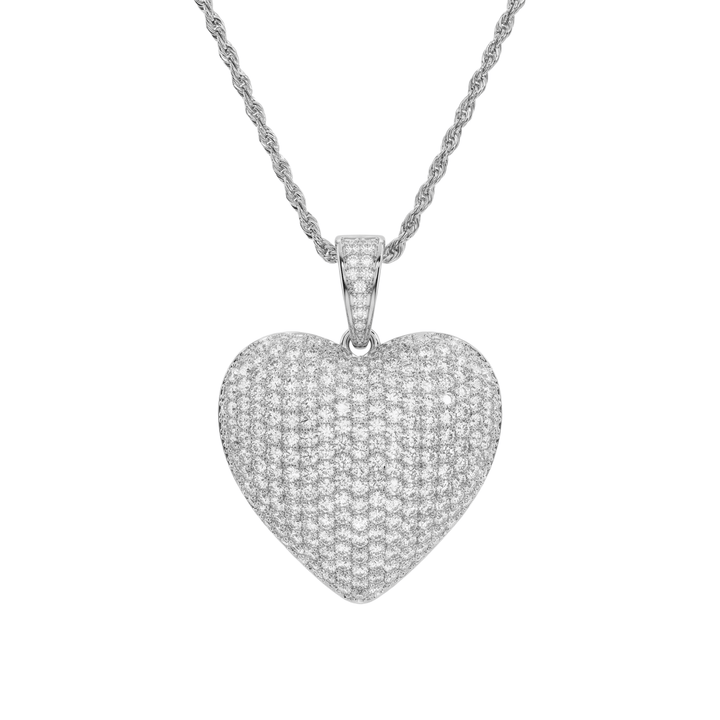 Collana Corda con "Cuore Bombato" 3D Pavé - My Mo Gioielli