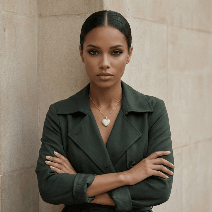 Collana Corda con "Cuore Bombato" 3D Pavé - My Mo Gioielli