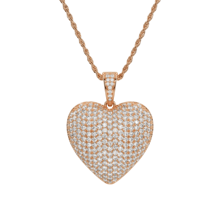 Collana Corda con "Cuore Bombato" 3D Pavé - My Mo Gioielli