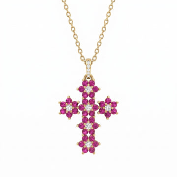 Collana Croce "Magic Emerald" Fucsia - My Mo Gioielli