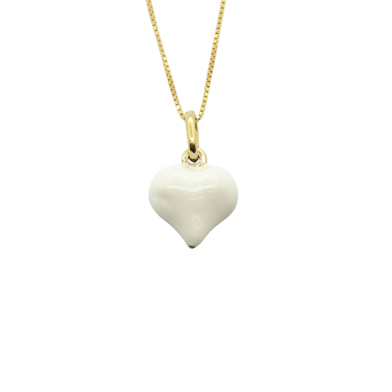 Collana Cuore Bombato Smaltato Bianco - My Mo Gioielli