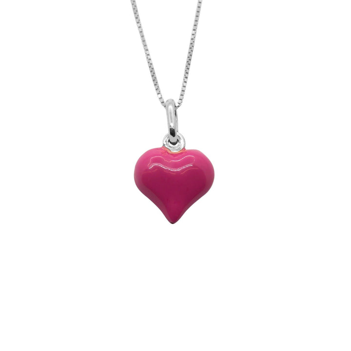 Collana Cuore Bombato Smaltato Fucsia - My Mo Gioielli