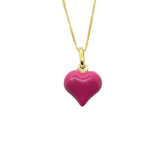 Fuchsia Enamelled Heart Pendant Necklace