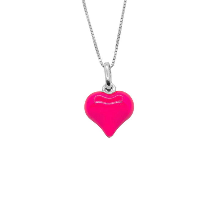 Collana Cuore Bombato Smaltato Rosa Fluo - My Mo Gioielli
