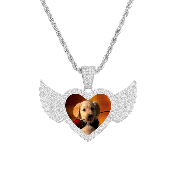 Collana Cuore con Ali e Foto Personalizzata in Acciaio - My Mo Gioielli