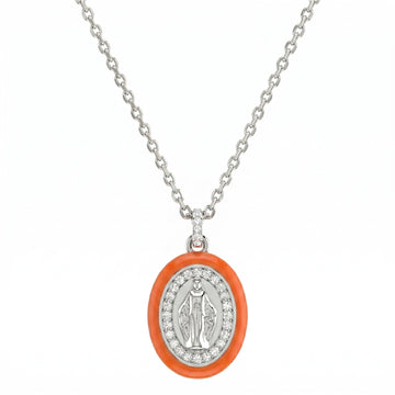 Collana Madonnina Smaltata Arancione e Zirconi - My Mo Gioielli