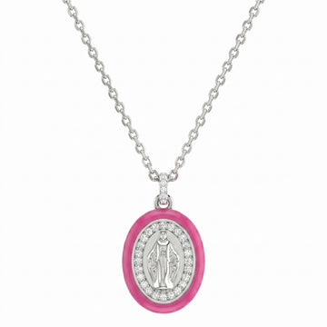 Collana Madonnina Smaltata Fucsia e Zirconi - My Mo Gioielli