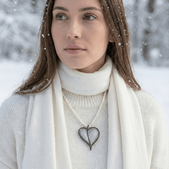 Collana Perle con Maxi Cuore 3D "Black & White" - My Mo Gioielli