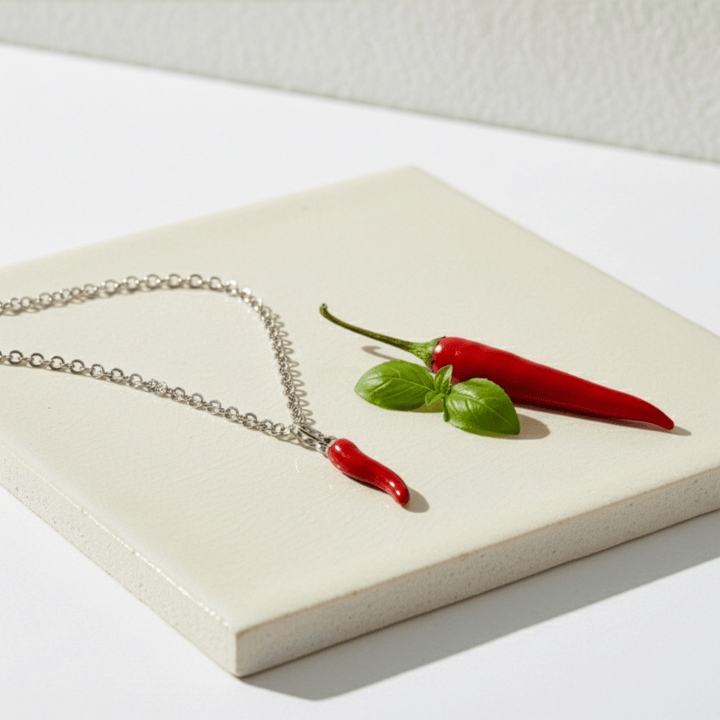 OMAGGIO Collana Corno Rosso Fuoco Portafortuna In Acciaio - My Mo Gioielli