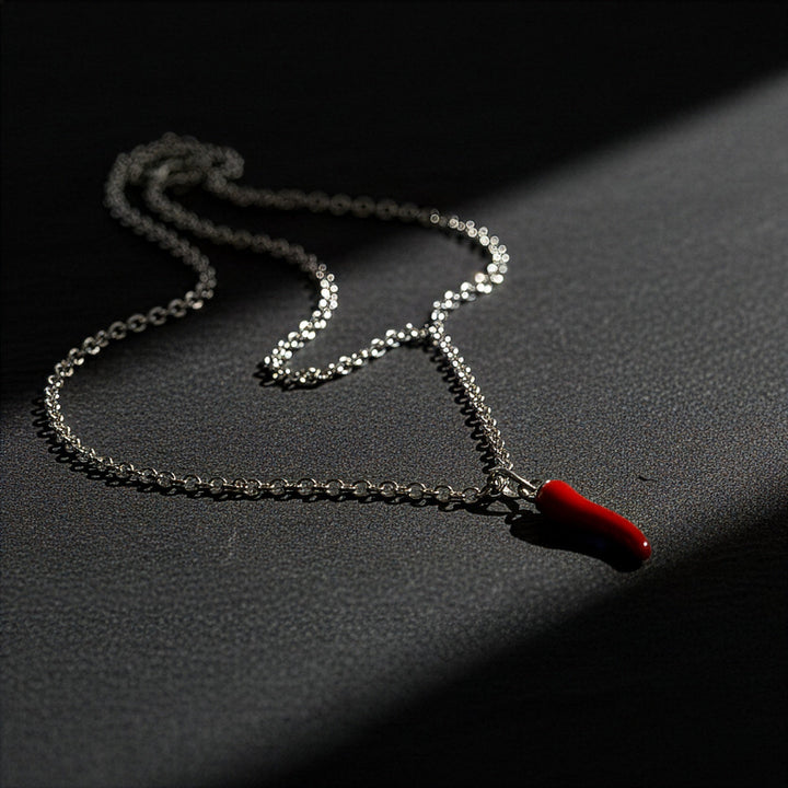 OMAGGIO Collana Corno Rosso Fuoco Portafortuna In Acciaio - My Mo Gioielli