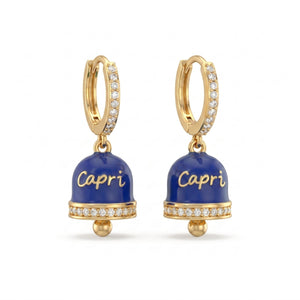 Orecchini a Cerchio Zirconati con Campanella "Capri" Blu - My Mo Gioielli