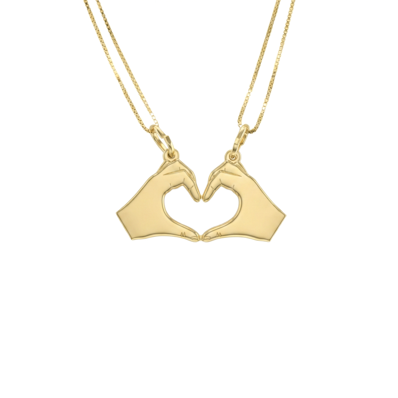 Heart with Hands Couple Necklace